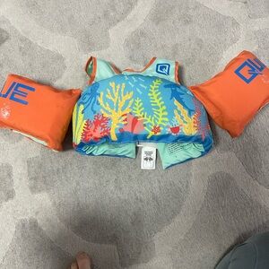 Children's Coral Reef Swim Vest with Orange Arm Floats